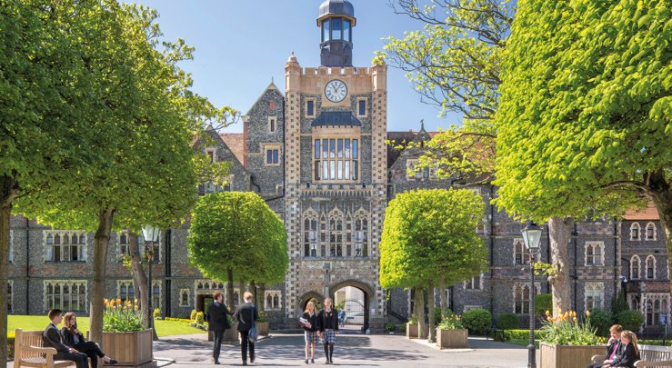 Pupils in the Quad with the Cairns Tower in the background 