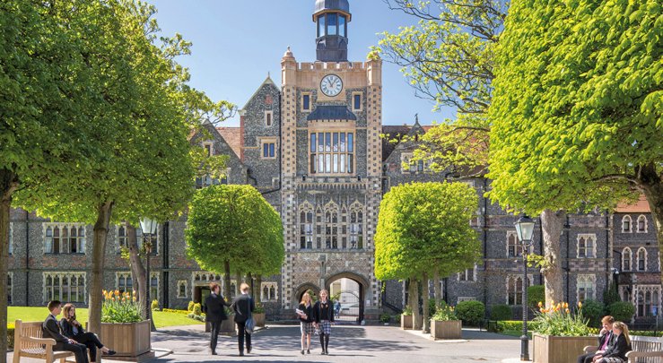  Pupils in the Quad with the Cairns Tower in the background 